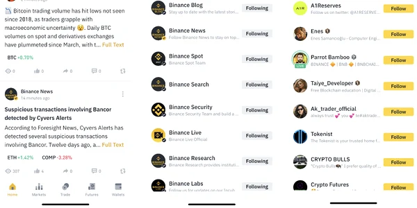 Platforma socială Binance Square.