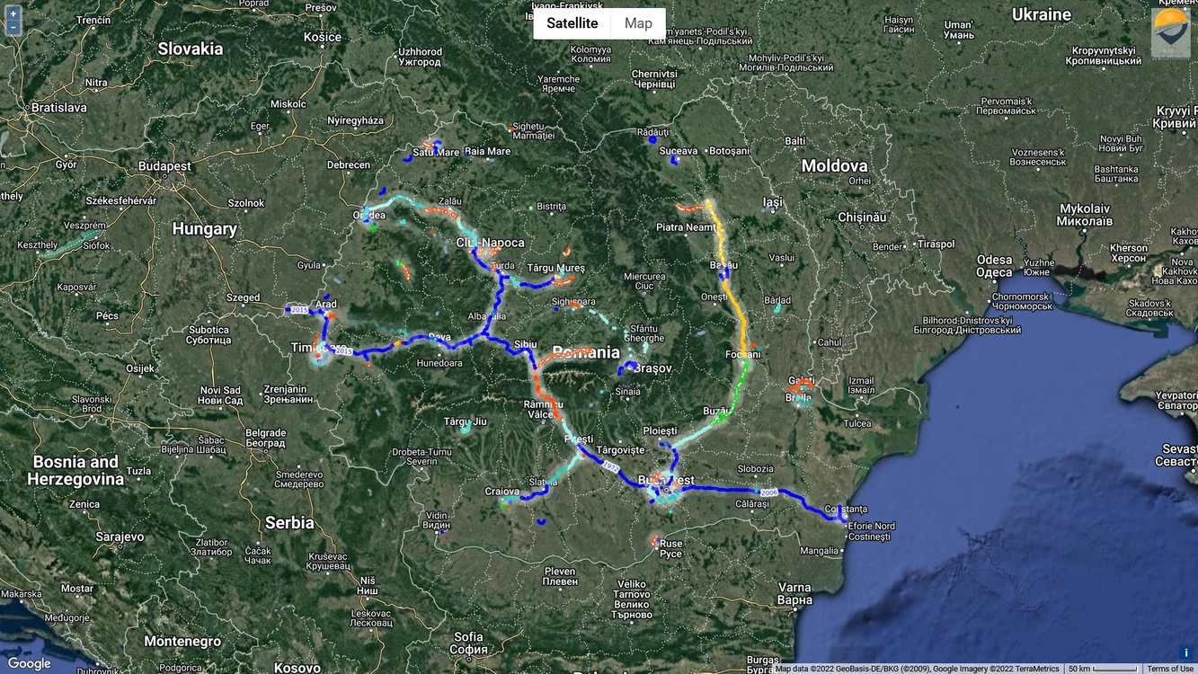 Harta drumurilor din România, Foto: Facebook API
