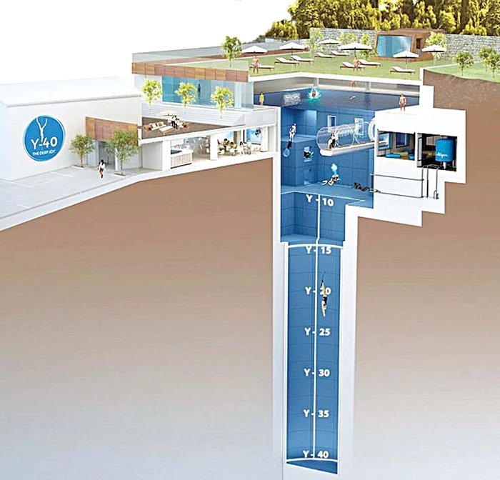 Piscina se află în incinta unui complex hotelier