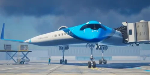 Avionul de pasageri in forma de V dezvoltat de KLM Airlines FOTO Captura YouTube/ Studio OSO