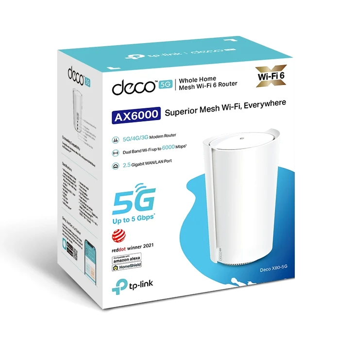 Cutia sistemului Mesh TP-Link Wi-Fi 6 Deco X80-5G.