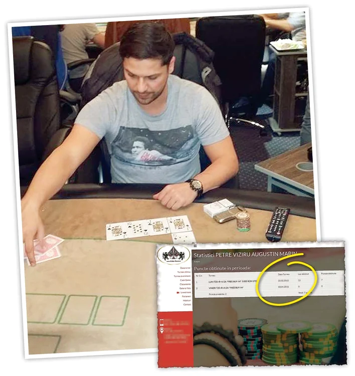 Dovada că Augustin a participat, pe 23 martie şi 3 aprilie, la două turnee de poker