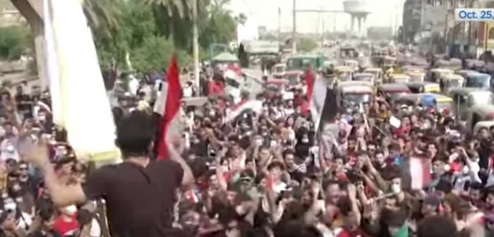 Proteste antiguvern Irak Foto captură Global News