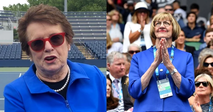 Billie Jean King, campioana americană, şi Margaret Court, legendă a tenisului australian