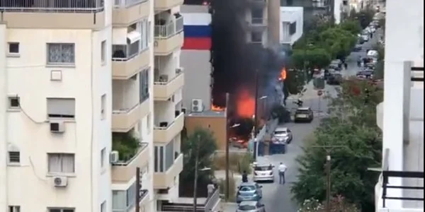 Incendiu la Centrul Rus de Stiinta si Cultura din Nicosia Captura Twitter jpg