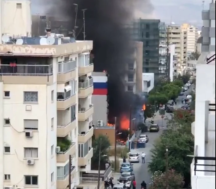 Incendiu la Centrul Rus de Stiință și Cultură din Nicosia Captură Twitter