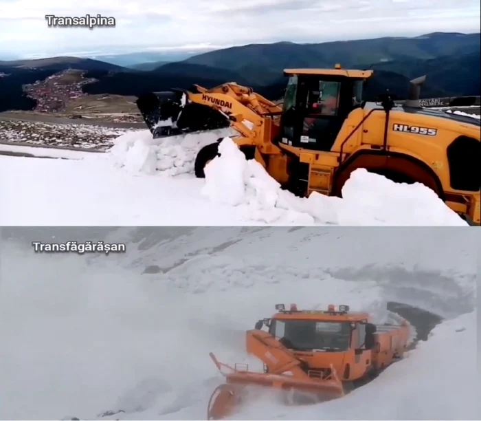 Operaţiunea de deszăpezire a celor mai înalte şi spectaculoase şosele din România - Transalpina şi Transfăgărăşan Foto colaj