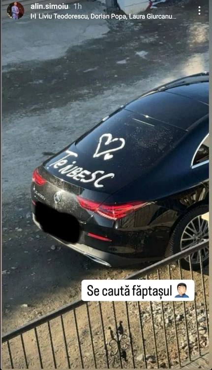 Mașina lui Alin Simoiu, „vandalizată” de o admiratoare / Foto: Instagram