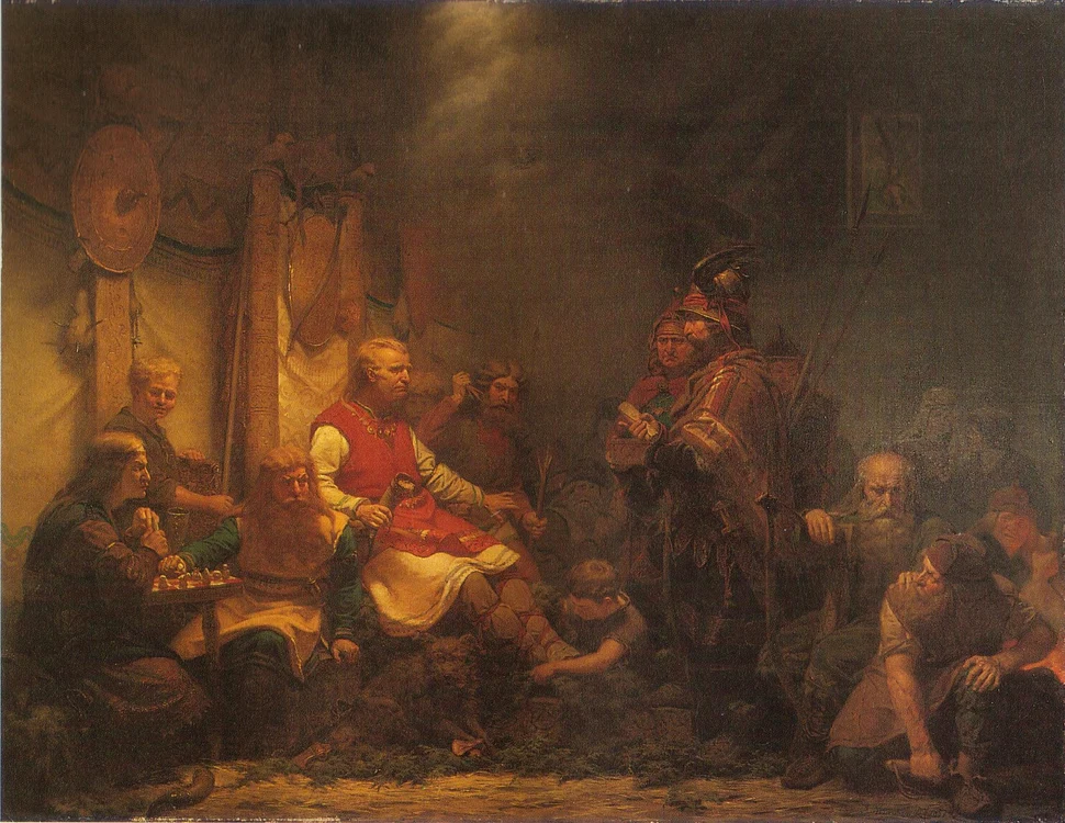 Solii regelui Aella transmit fiilor lui Ragnar vestea morții acestuia, observând cu atenție reacțiile lor: Iwar rămâne calm, Siward își împlântă lancea în picior, iar Biorn, care joacă zaruri, le strânge în mână până îi dă sângele