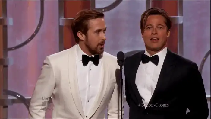 
    Ryan Gosling și Brad Pitt au urcat pe scena galei și au făcut furoriFoto: vox.com  