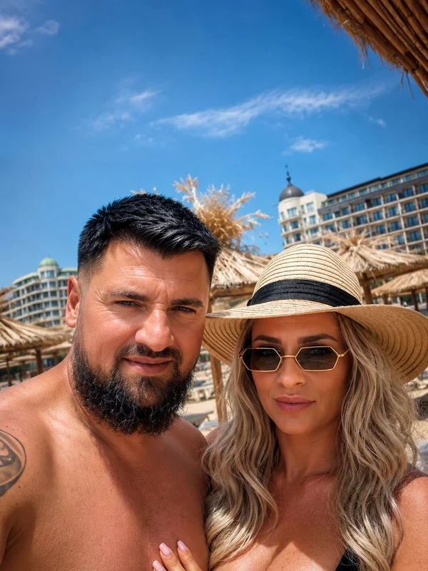 Sânziana Buruiană, cu soțul Nicolae Zuluf și fetițele la Nisipurile de aur foto: arhivă personală 