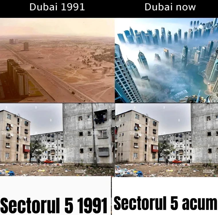 Comparația între Dubai și Sectorul 5. FOTO: Reddit