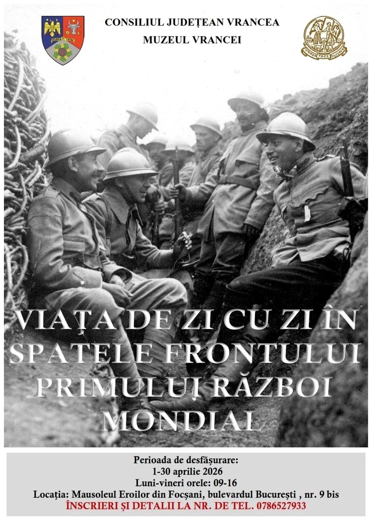 „Viața de zi cu zi în spatele frontului Primului Război Mondial”, proiect educațional la Mausoleul Eroilor din Focșani