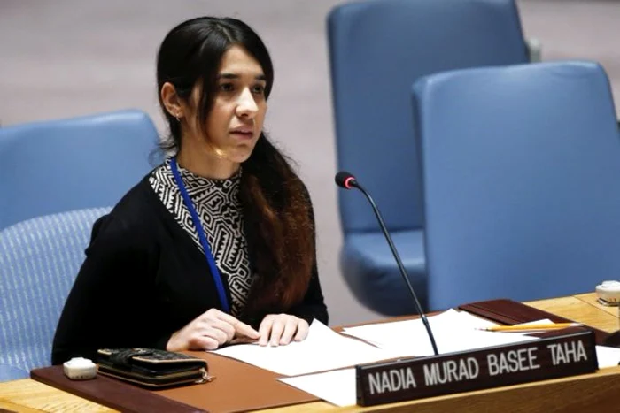 Ambasadoarea ONU a bunavointei Nadia Murad Tasee Baha FOTO Twitter RT France