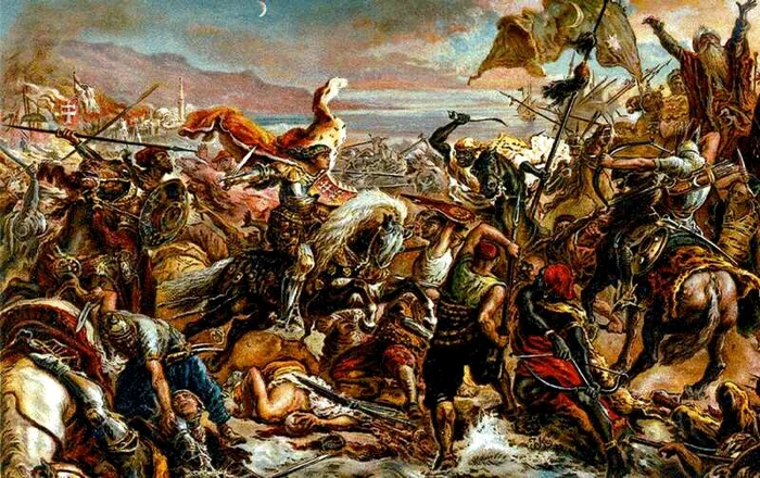 Armata maghiară în luptă FOTO după o pictură a lui Jan Matejko ”Ultimul atac al regelui”