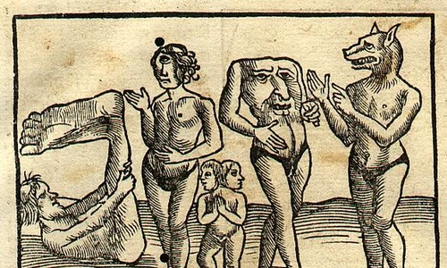 „Monștri din India”, gravură de Sebastian Münster 