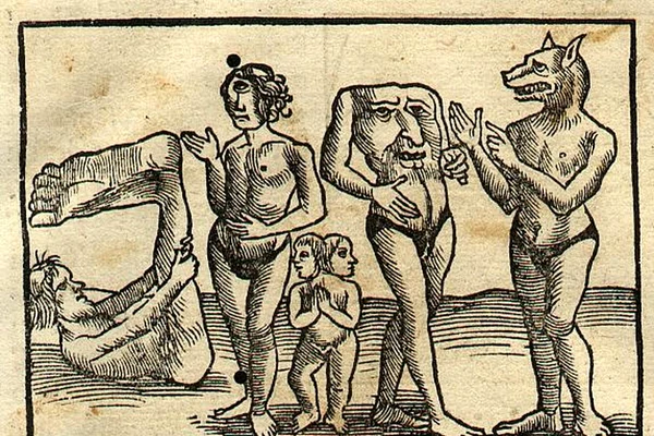 „Monștri din India”, gravură de Sebastian Münster 