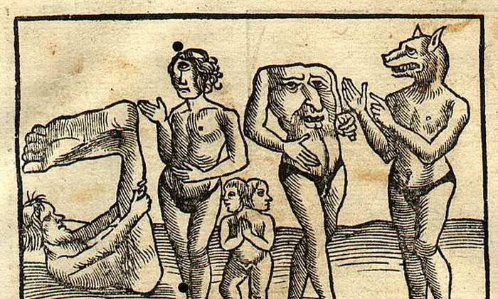 „Monștri din India”, gravură de Sebastian Münster 
