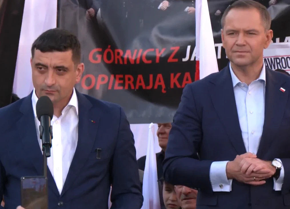George Simion, la un miting în Polonia FOTO: Captura Youtube