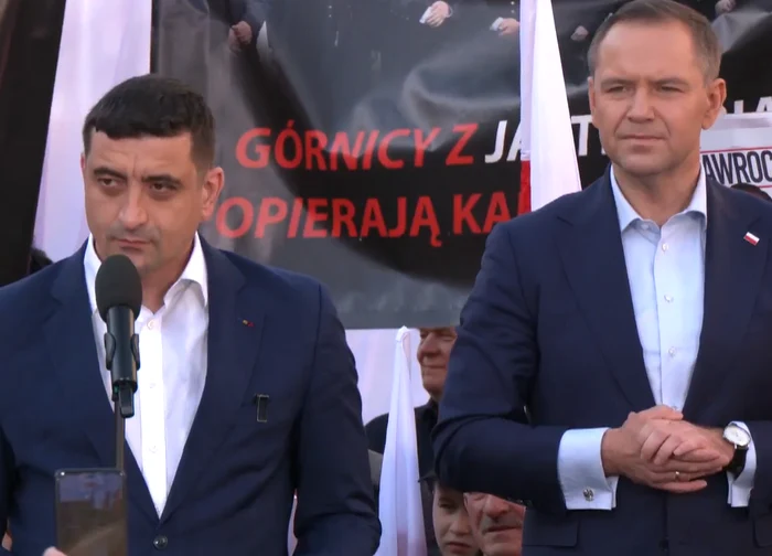 George Simion, la un miting în Polonia FOTO: Captura Youtube
