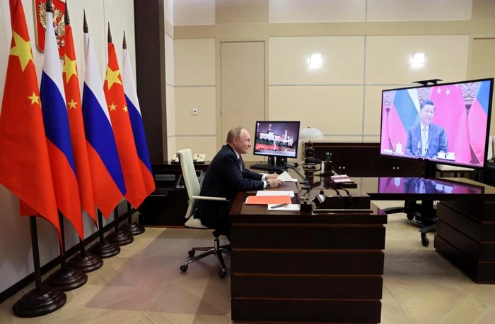 Președintele rus Vladimir Putin, videoconferință cu omologul său chinez Xi Jinping/ FOTO: EPA?EFE