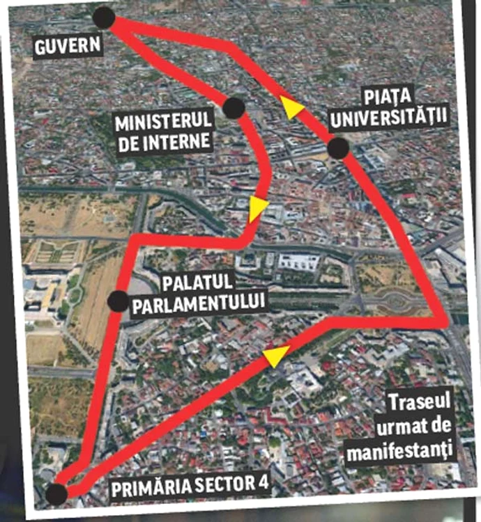 Traseul urmat de manifestanţi
