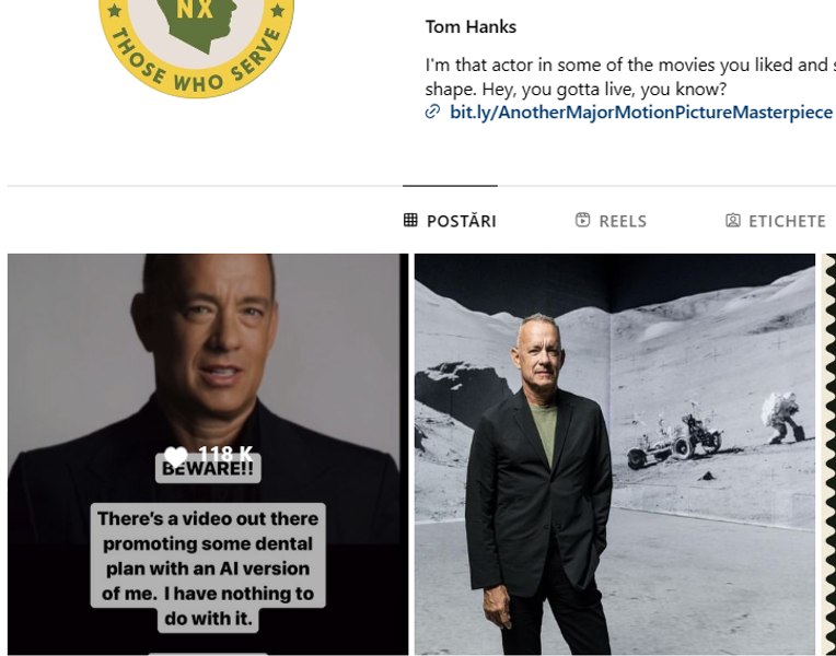 Tom Hanks acuză că a fost dublat prin inteligență artificială, fără acordul său, într-o reclamă