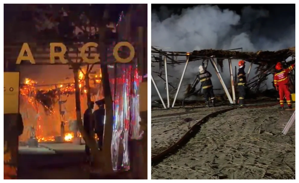 Alertă în Mamaia: incendiu la Argo, un club aflat pe plajă. Intervenție de urgență a pompierilor