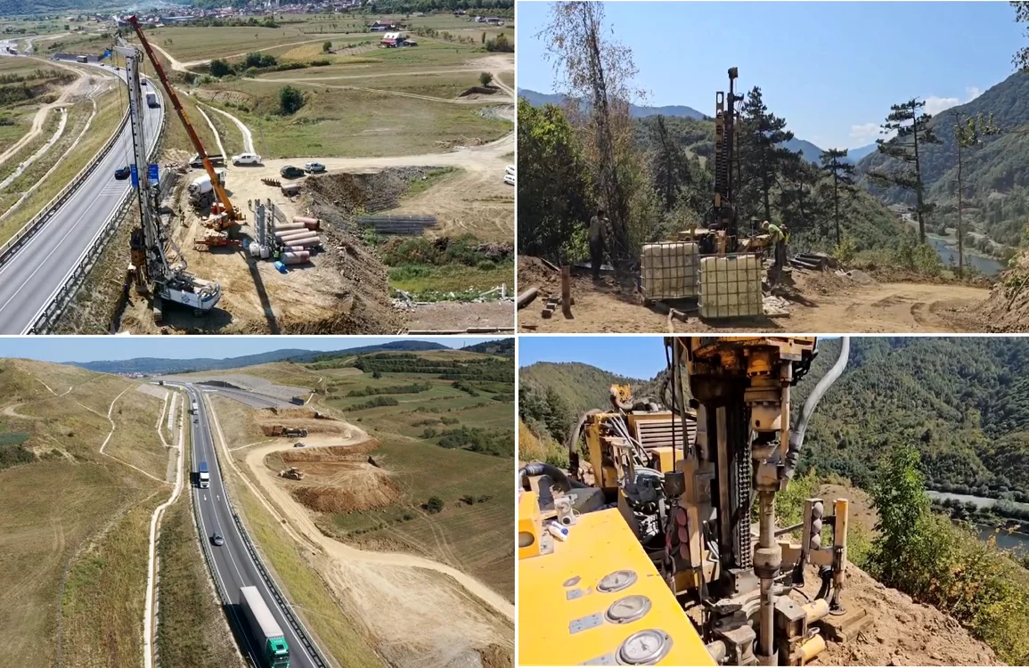 Lucrări pe Lotul 2 Boița -Cornetu al Autostrăzii Sibiu Pitești / arhivă FOTO Colaj CNAIR