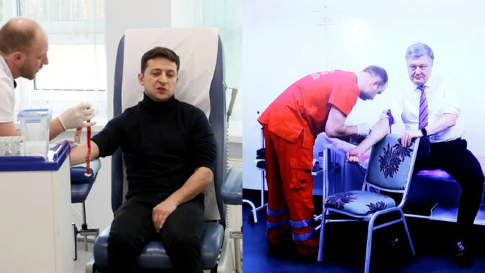VolodimirZelenski şi preşedintele Petro Poroşenko, la analize de sânge