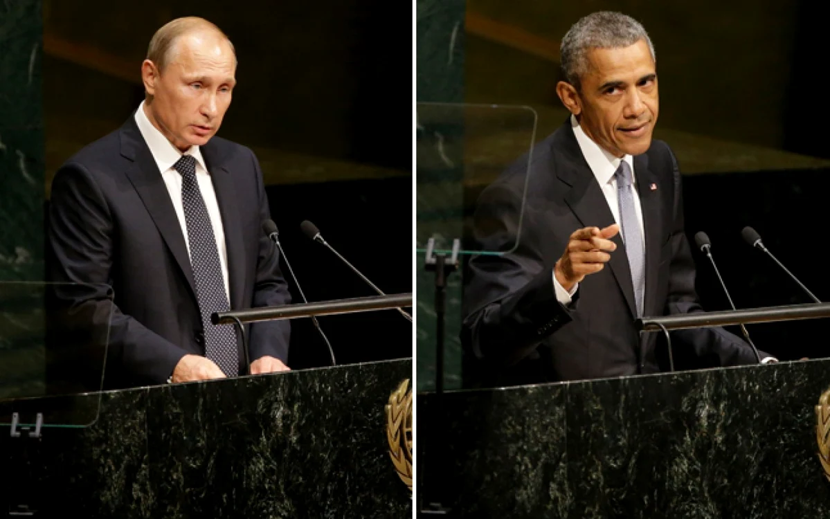 Vladimir Putin şi Barack Obama (colaj) Foto AP