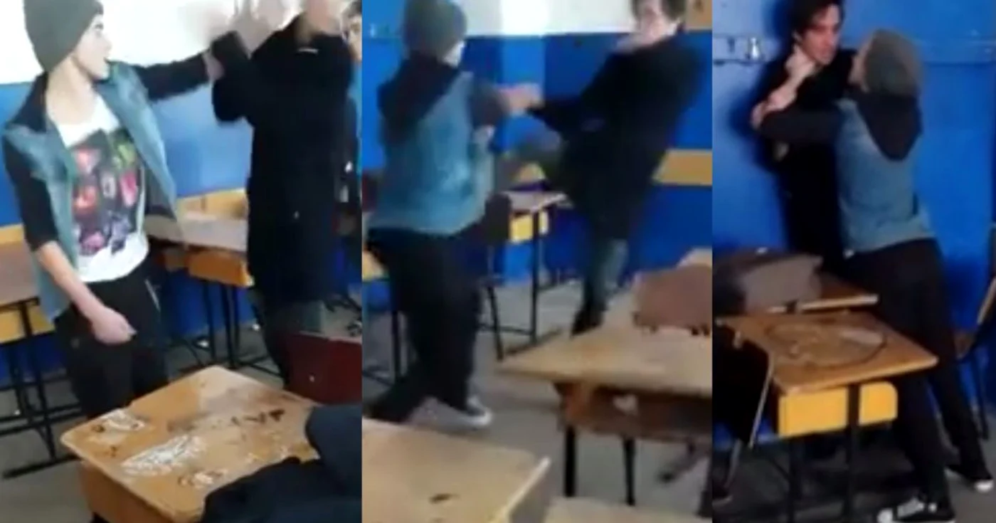 Bătaia a fost filmată de un coleg al protagoniştilor. FOTO Colaj Adevărul