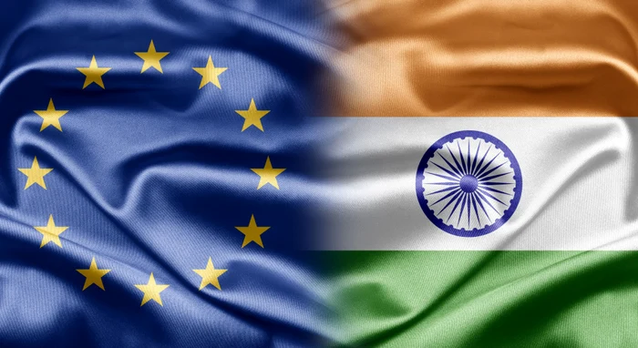 colaj foto drapel UE și drapelul Indian