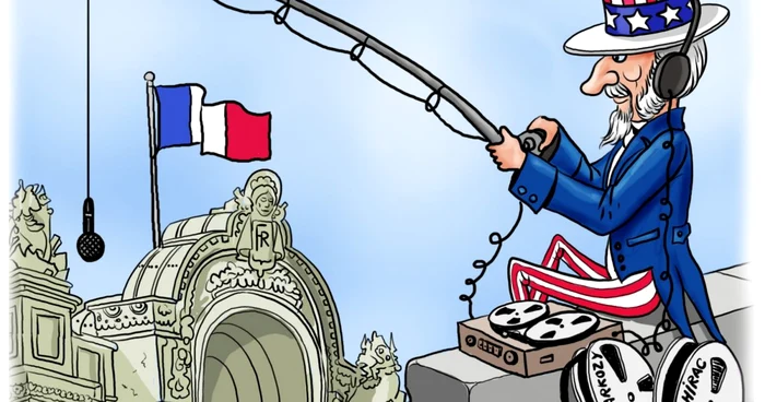 Preşedinţi francezi, spionaţi. Scandal de spionaj între Franţa şi SUA Caricatură de Vali Ivan