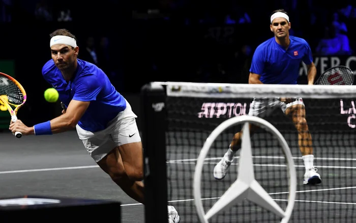 Nadal a jucat alături de Federer în meciul de retragere al elvețianului Foto EPA EFE