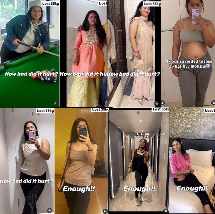 Colaj cu Neha pe parcursul procesului de slăbire Sursă Instagram