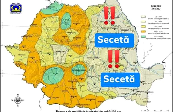 Estul României este afectat de secetă extremă INFOGRAFIE MeteoRomania