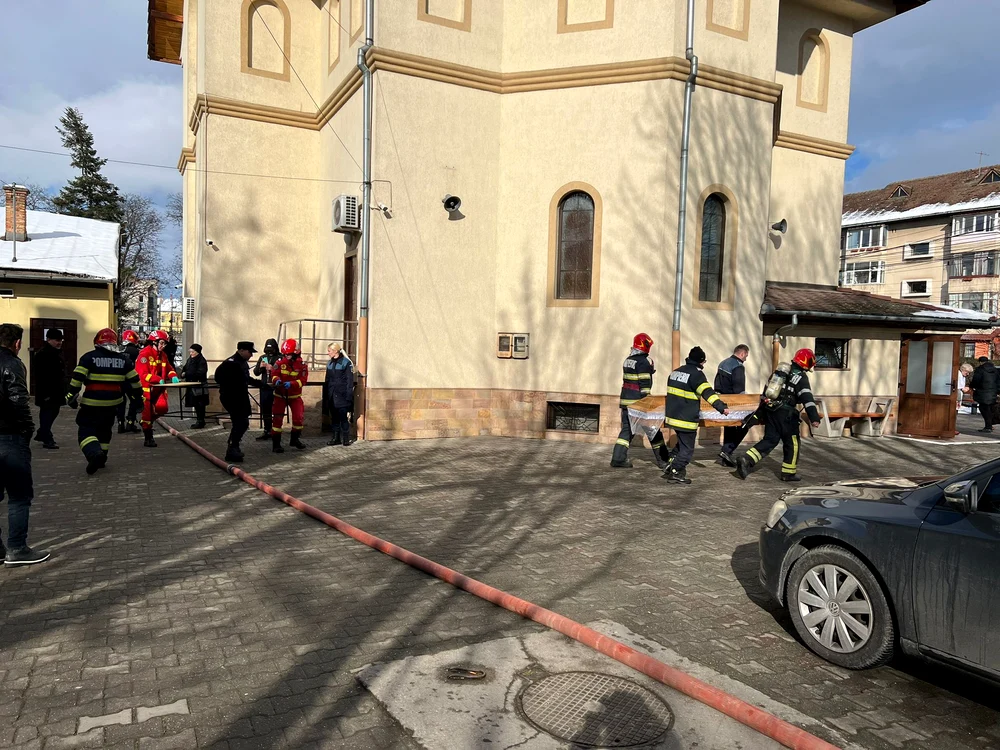 Capela din Sibiu unde a avut loc incendiul FOTO ISU Sibiu