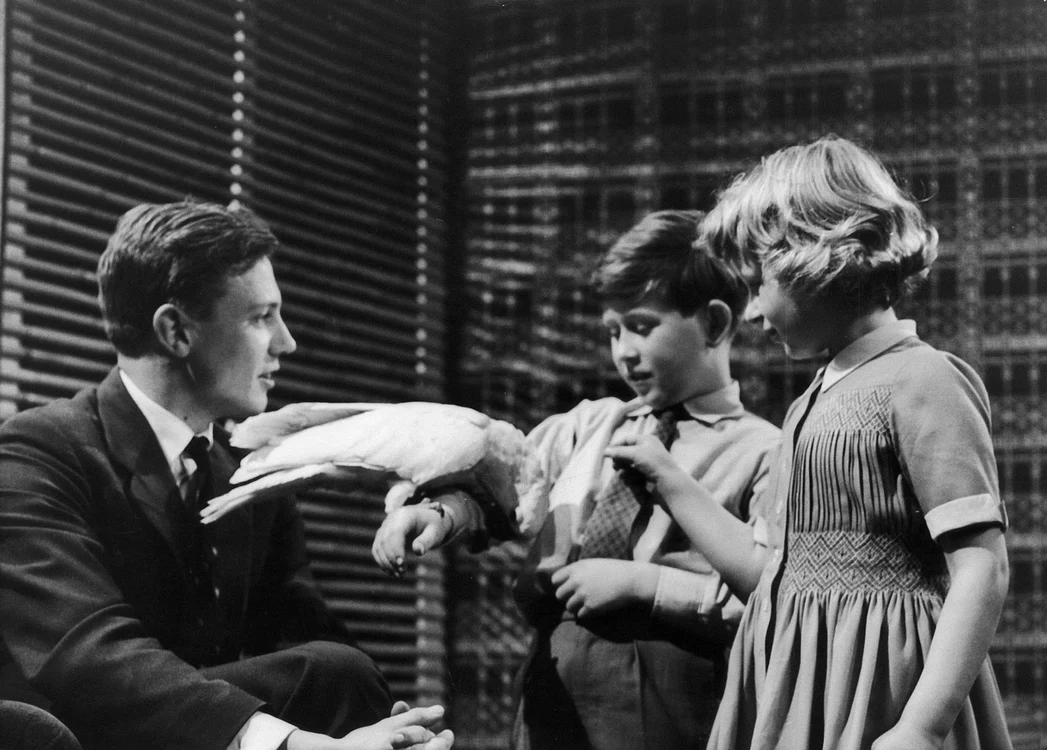 Prinţul Charles şi Prinţesa Anne, alături de David Attenborough (1958). FOTO: Getty Images