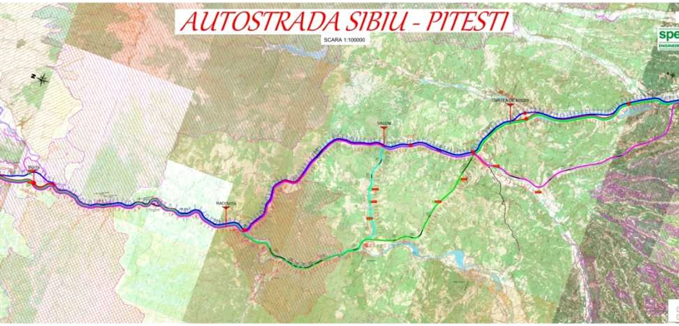 harta variante traseu autostrada  pitesti sibiu