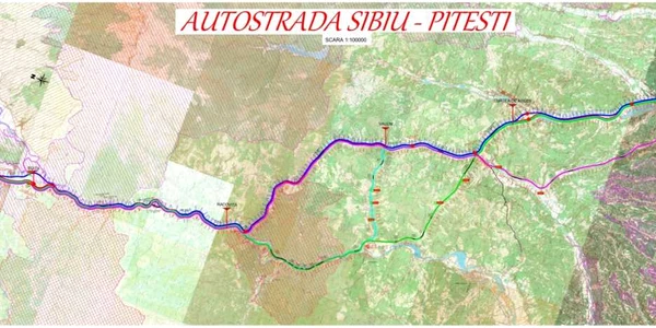 harta variante traseu autostrada  pitesti sibiu