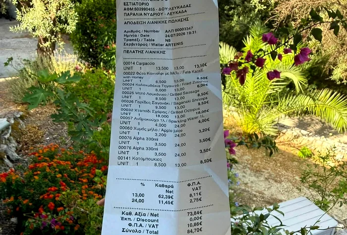 Nota de plată în Grecia/sursă foto: Facebook