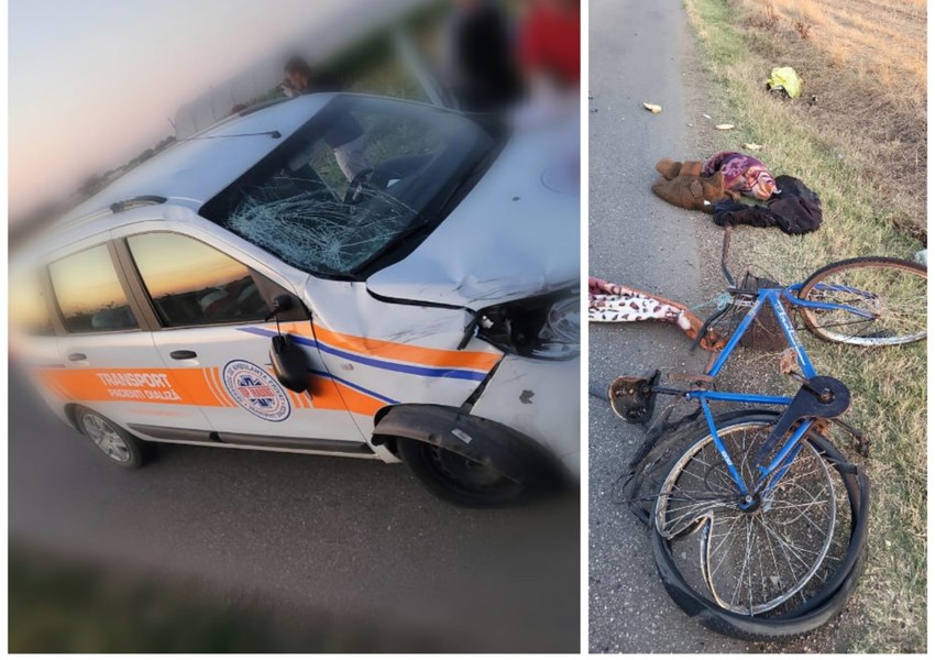 Biciclist accidentat mortal de o ambulanță, pe un drum din Olt