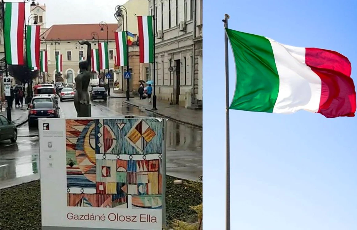 Steagurile cu care a fost împodobit oraşul sunt identice cu drapelul Italiei