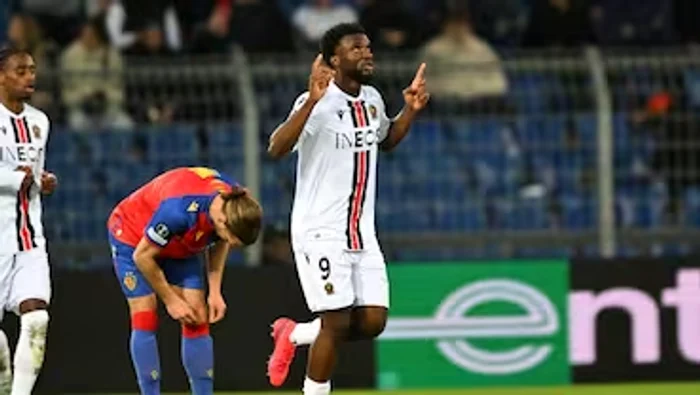 Terem Moffi a lovit de două ori, când Nisa a câștigat un egal la Basel. Foto: Getty Images