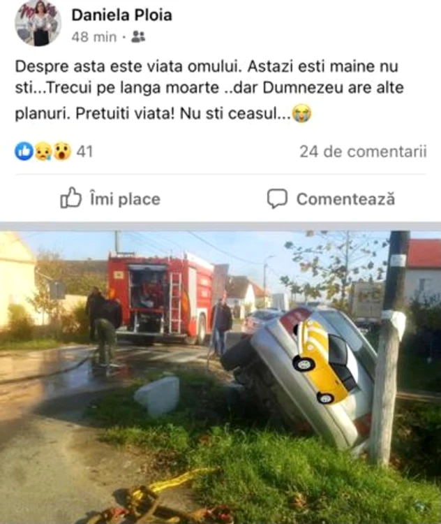 
    Postarea Danielei Ploia, după accidentfoto: Facebook  