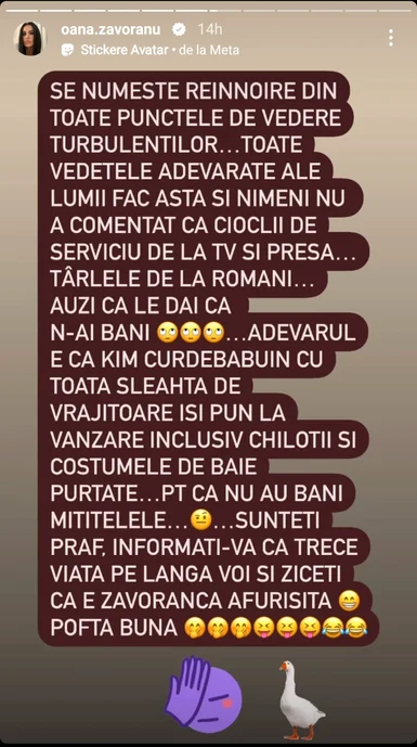 Oana Zăvoranu își vinde hainele / foto: Captură InstaStory