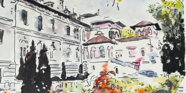 Muzeul Cotroceni - acuarelă de Anastasia Stoiciu Sursă AS