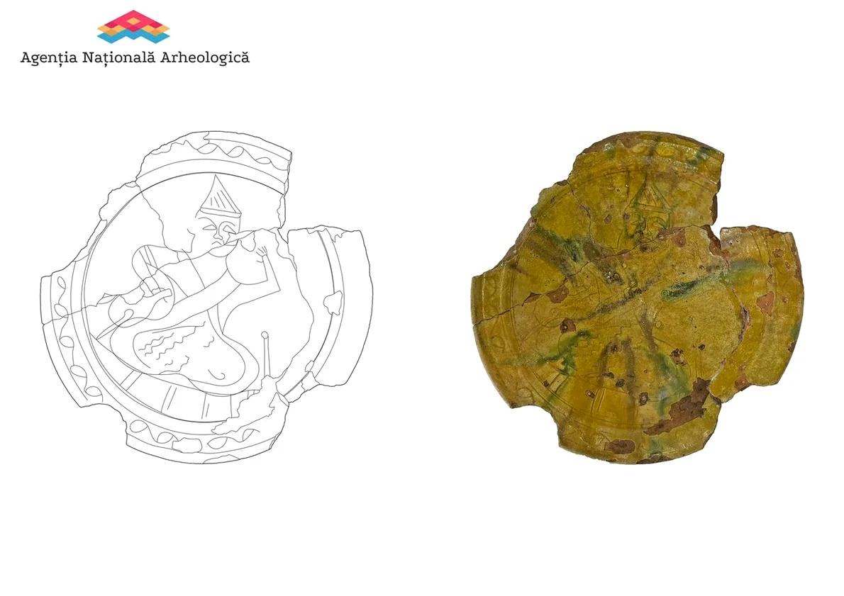 Farfurie descoperită în așezarea medievală de la Costești-Gârlea (© Facebook / Agenţia Naţională Arheologică)