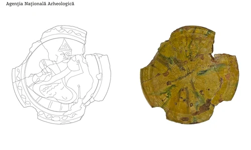 Farfurie descoperită în așezarea medievală de la Costești-Gârlea (© Facebook / Agenţia Naţională Arheologică)